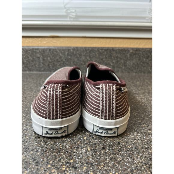 Converse Jack Purcell Burgundy Striped Slip On Mens 9 Sneaker Skate Shoes Casual - Picture 8 of 11